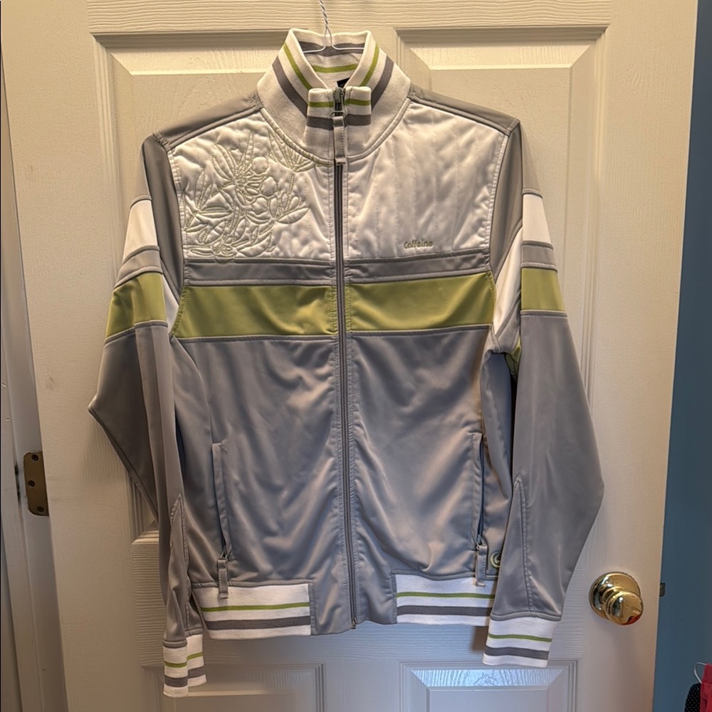 Silver and White Performance Jacket Lightweight Athletic Style